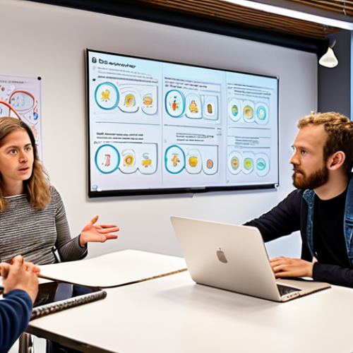 Home 6 **A diverse team of developers, policymakers, and the public engaged in an open dialogue about the ethical implications of conversational AI. The scene is a modern co-working space, with whiteboards covered in diagrams of AI algorithms and ethical frameworks. Focus on the expressions of concern, curiosity, and collaboration. Dutch setting.**